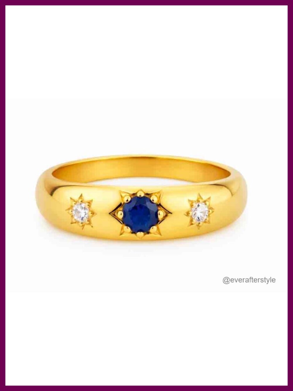 Victorian Gypsy Band Ring 14k Gold Finish Sterling Silver Sapphire Moissanite